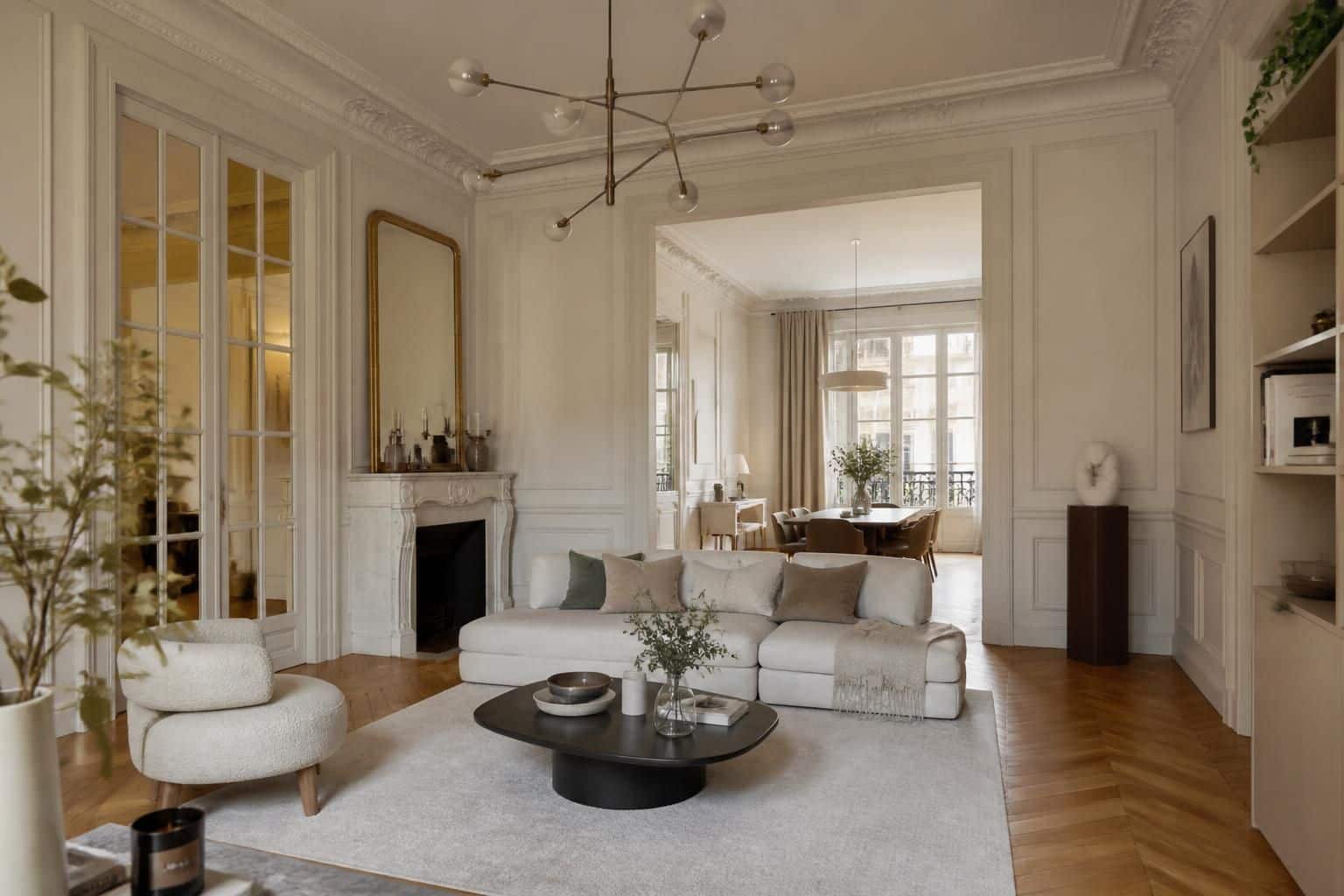 découvrez comment sublimer les moulures d'un appartement haussmannien lyonnais grâce à des choix de couleurs et de finitions adaptés pour un intérieur élégant et authentique.