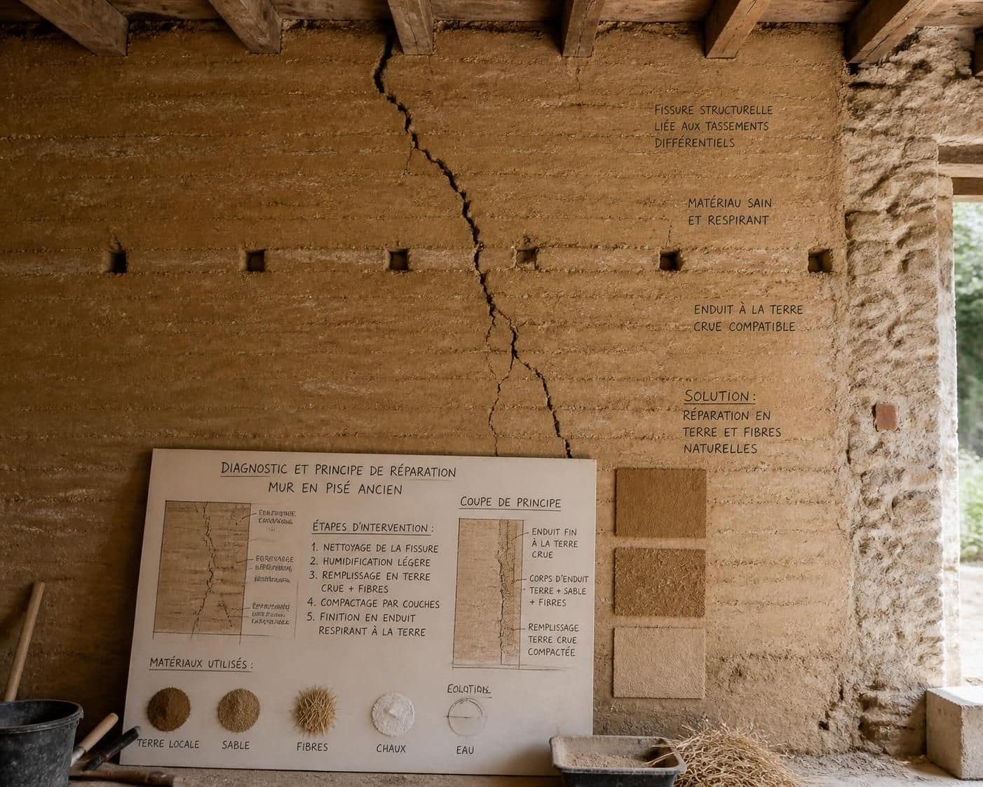 découvrez comment diagnostiquer et réparer efficacement les fissures sur un mur en pisé grâce à des solutions adaptées pour préserver l'intégrité de votre construction traditionnelle.